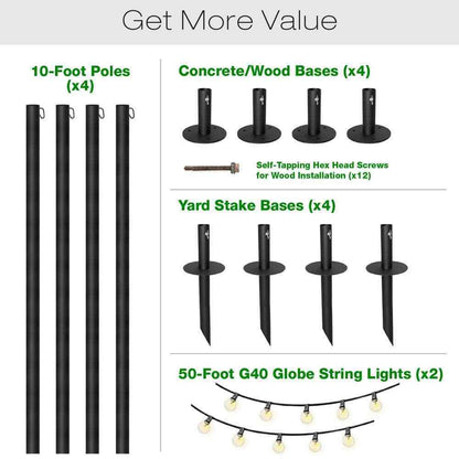 EXCELLO GLOBAL PRODUCTS Outdoor 100 ft. Plug-in Globe Bulb String Light