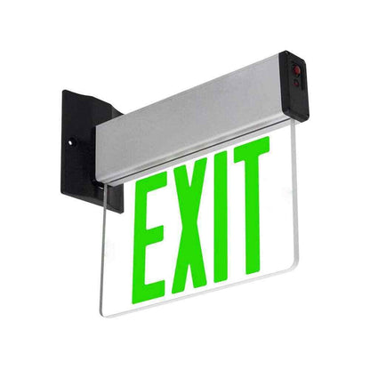 MEDINAH POWER LED Emergency Edge-Lit Exit Sign, Damp Rated GREEN Letters