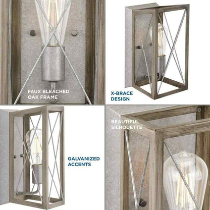 Progress Lighting Briarwood Bleached Oak Wood Farmhouse Wall Sconce Light