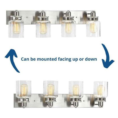 Progress Lighting Calhoun 4-Light Brushed Nickel Clear Glass Vanity Light