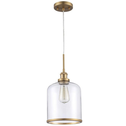 Bel Air Lighting Dorina 1-Light Antique Gold Mason Jar Hanging Pendant Light