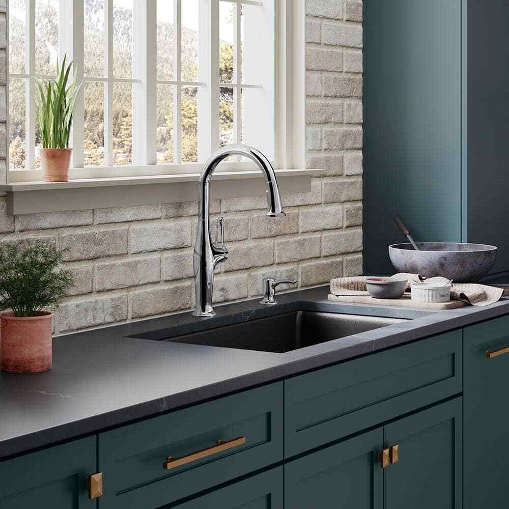 KOHLER Hamelin Single Handle Pull Down Sprayer Kitchen Faucet in Polished Chrome