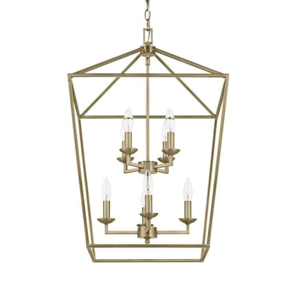 Home Decorators Weyburn 8-Light Brushed Brass Farmhouse Chandelier Light Fixture
