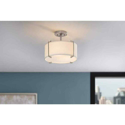 Home Decorators Brookley 14 in. 2-Light Brushed Nickel Semi-Flush Mount