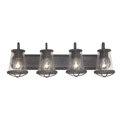 Home Decorators 32 in. Georgina 4-Light Steel Vanity Light w/ Clear Seedy Glass