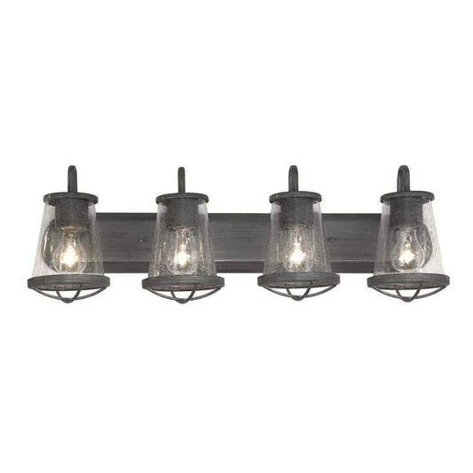 Home Decorators 32 in. Georgina 4-Light Steel Vanity Light w/ Clear Seedy Glass