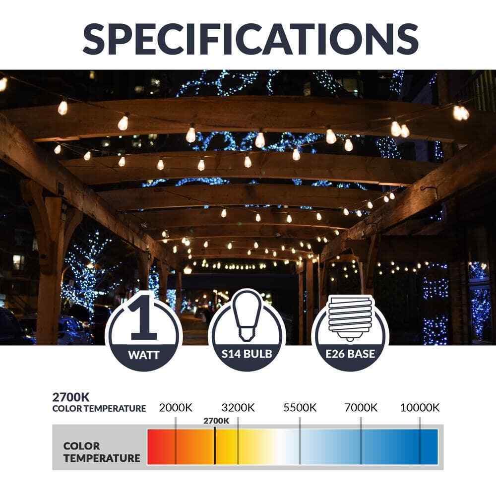 Newhouse Lighting S14 Shatter-Resistant String Light Edison LED Bulbs 30-Pack