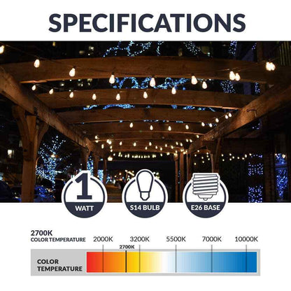 Newhouse Lighting S14 Shatter-Resistant String Light Edison LED Bulbs 30-Pack