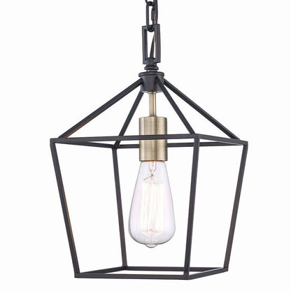 Home Decorators Weyburn 1-Light Black and Gold Farmhouse Mini Pendant Light
