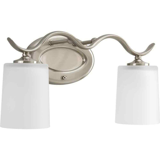 Progress Lighting Inspire 2-Light Brushed Nickel Etched Glass Bath Vanity