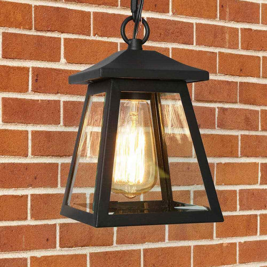 Uolfin Modern Black Outdoor Hanging Light Exton 1-Light Lantern Outdoor
