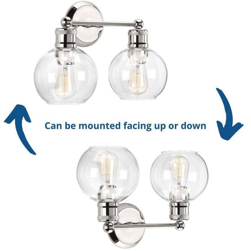 Progress Lighting Hansford 15-1/2 in. 2-Light Polished Nickel Vanity Light