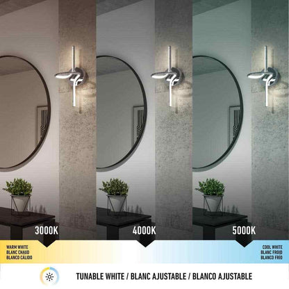 Artika Swirl Mini 8.9 in. 1-Light Chrome Modern Dimmable LED 3 CCT Wall Sconce
