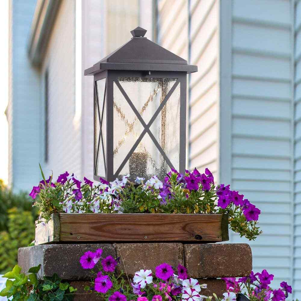 Home Decorators Wythe 1-Light Black Outdoor Lamp Post Light Fixture