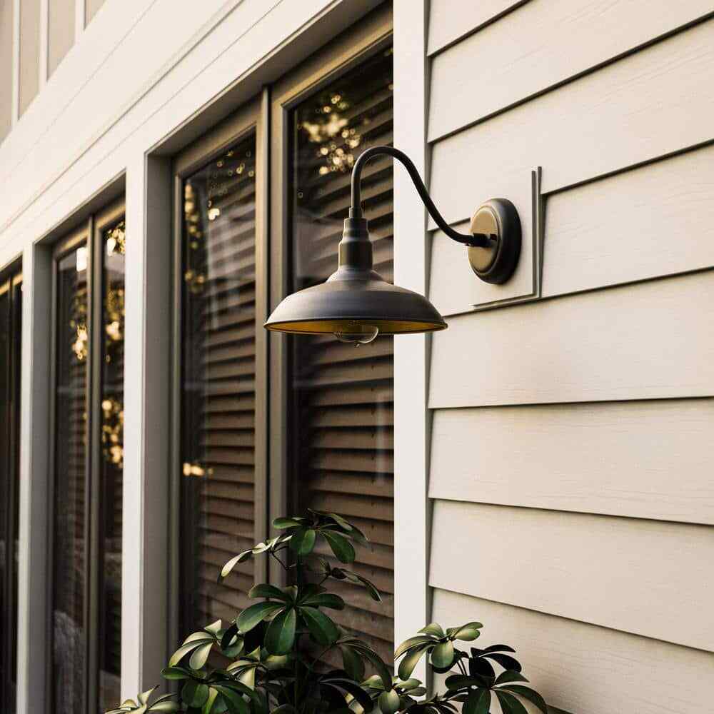 Home Decorators Bell Ridge 10 in. Black Lantern Outdoor Wall Sconce w/ 1-Light