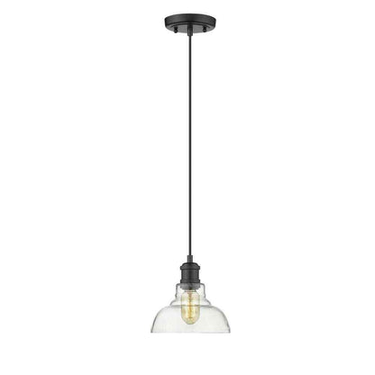 Golden Lighting Carver 1-Light Black Pendant with Clear Glass Shade