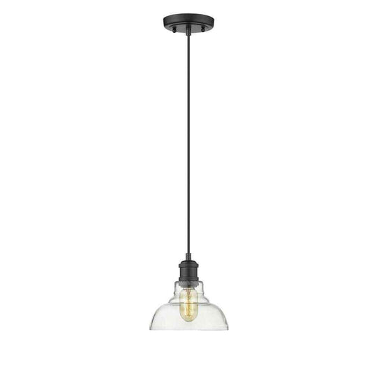 Golden Lighting Carver 1-Light Black Pendant with Clear Glass Shade