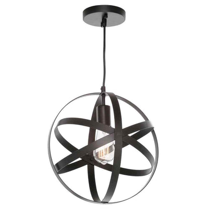 Home Decorators Orbit 1-Light Black Mini Pendant with Black Metal Strap Design