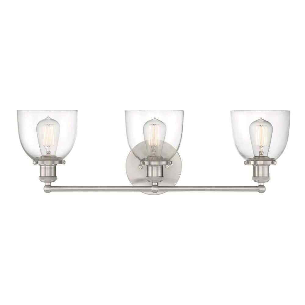 Home Decorators Evelyn 26.75 in. 3-light Brushed Nickel Modern Industrial Vanity