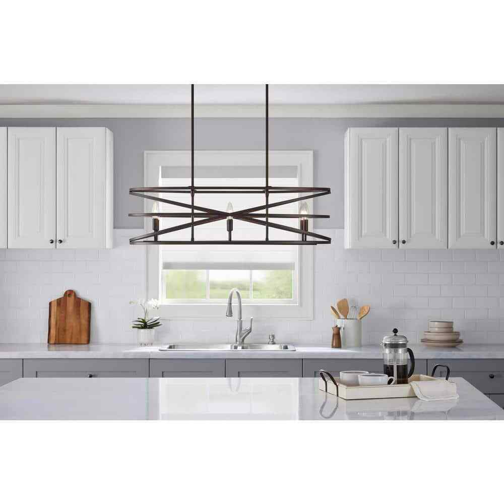 Home Decorators Collection Sarolta Sands 6-Light Black Island Hanging Light