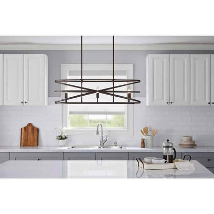 Home Decorators Collection Sarolta Sands 6-Light Black Island Hanging Light