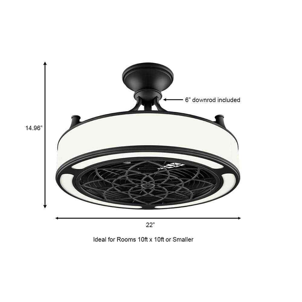 Home Decorators Windara 22 in. LED Indoor/Covered Outdoor Black Ceiling Fan