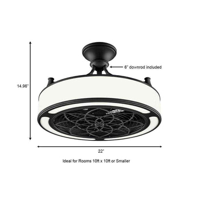 Home Decorators Windara 22 in. LED Indoor/Covered Outdoor Black Ceiling Fan