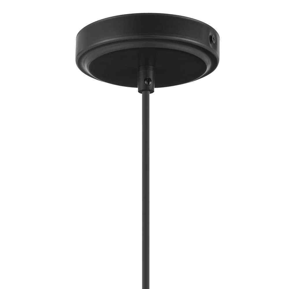 Hampton Bay Gillian 1-Light Coal Mini-Pendant Light with Clear Hammered Glass