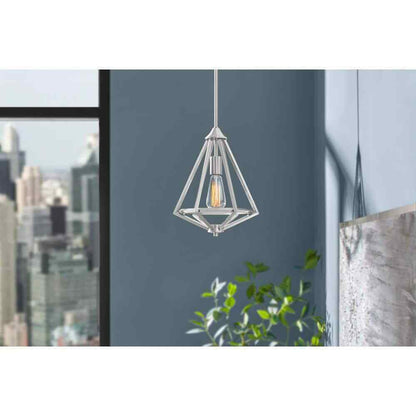 Home Decorators Hubley 1-Light Triangular Brushed Nickel Mini Pendant Light