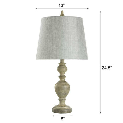 StyleCraft 25 in. Distressed Table Lamp with Gray/Cream Hardback Fabric Shade