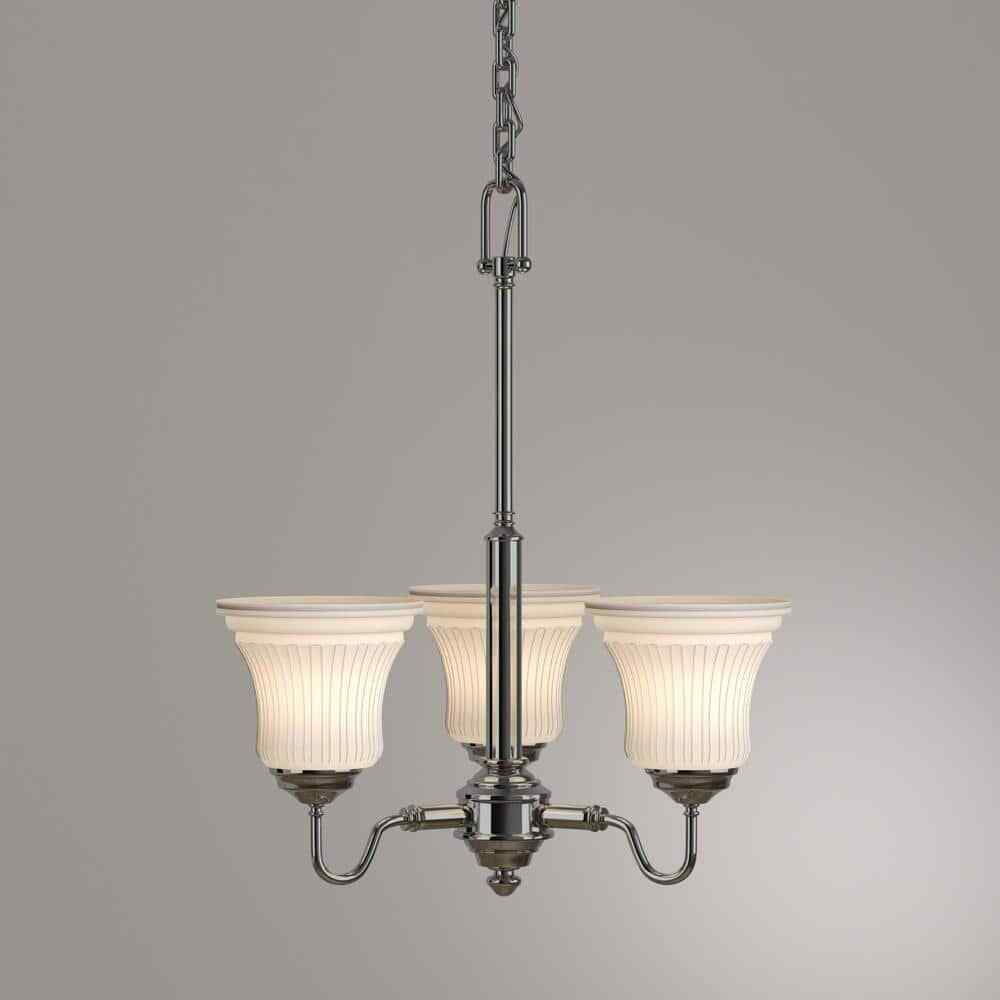 Hampton Bay Creekford 3-Light Brushed Nickel Chandelier w/ Frosted Glass Shades
