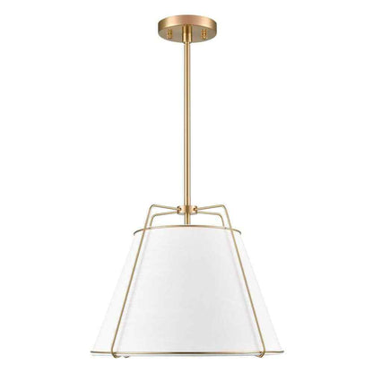 Light Society Lise 15 in. 1-Light Brushed Brass Chandelier with Fabric Shade