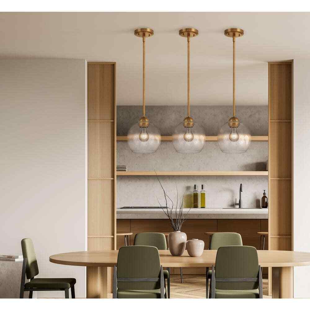 Home Decorators Collection Jill 1-Light Gold Pendant Seeded Glass Shade