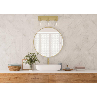 Hampton Bay Regan 21 in. 3-Light Brushed Gold Vanity Light w/ Clear Glass Shades