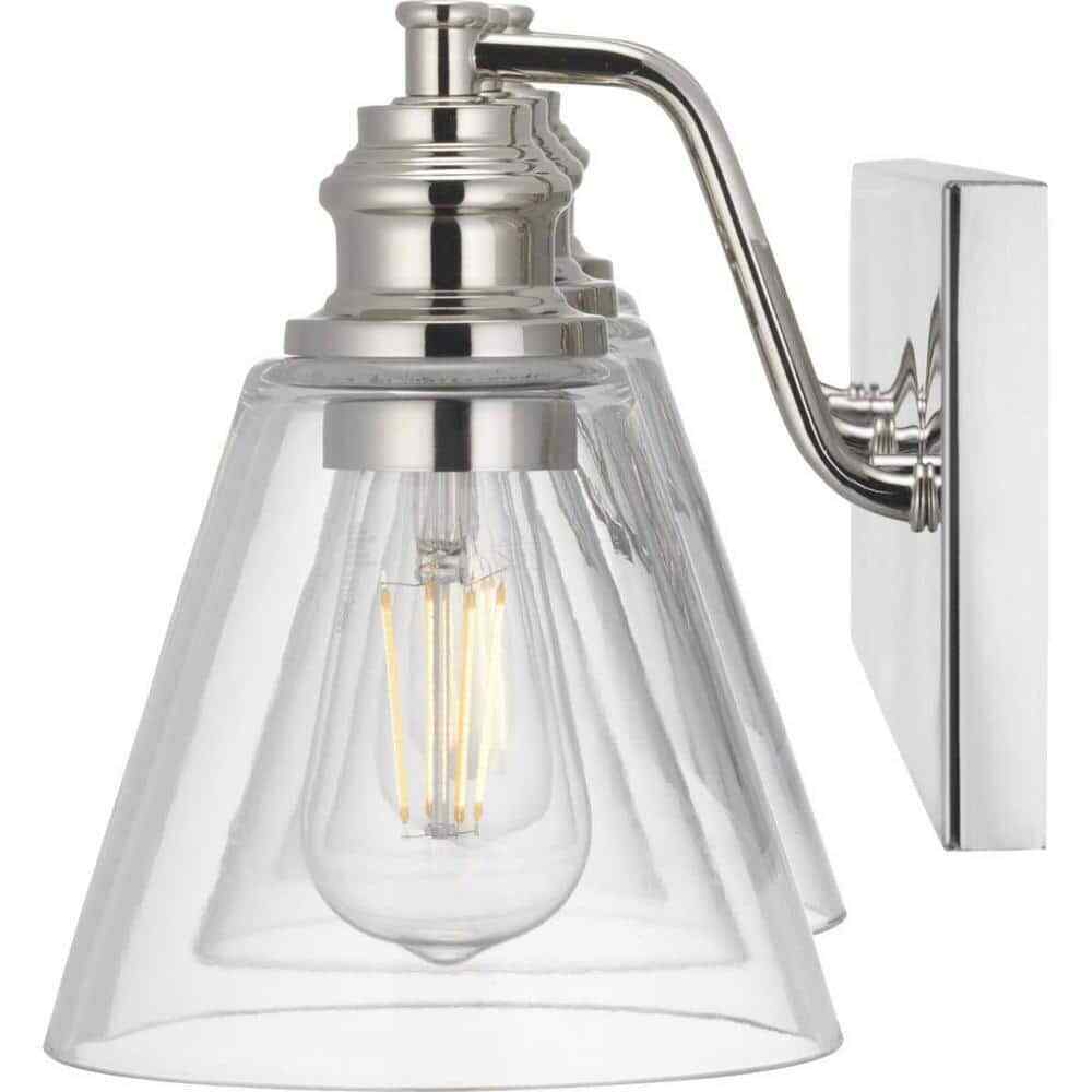 Hampton Bay Manor 24" 3-Light Polished Nickel Industrial Bathroom Vanity Light