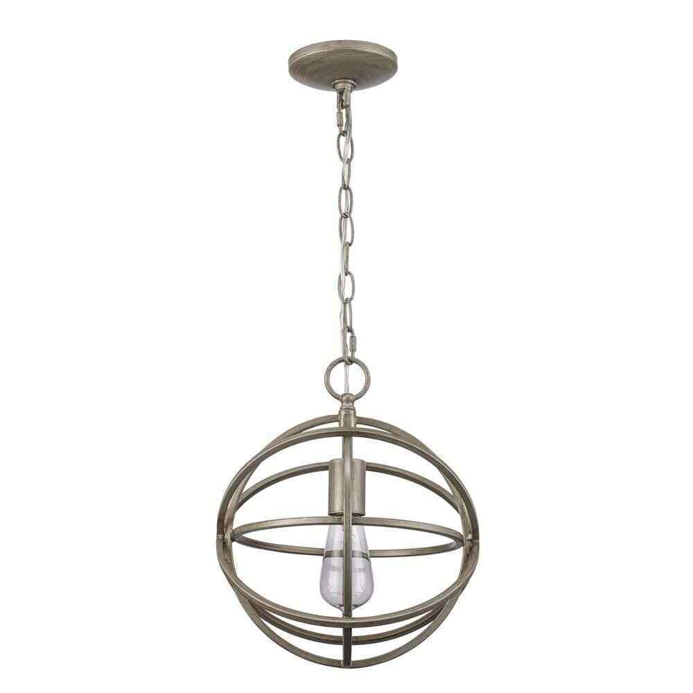 Home Decorators Sarolta Sands Silver Leaf Mini Pendant Light Fixture Caged Orb