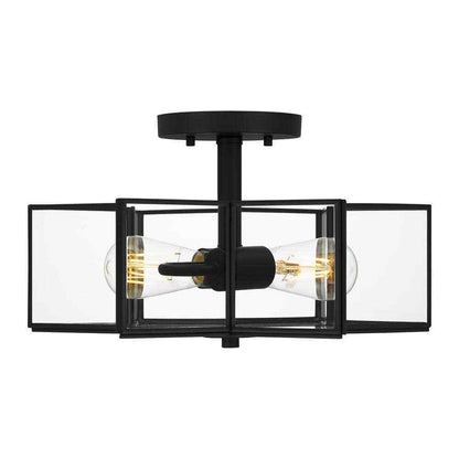 Home Decorators Collection Malena 14.25 in. 2-Light Matte Black Semi-Flush Mount