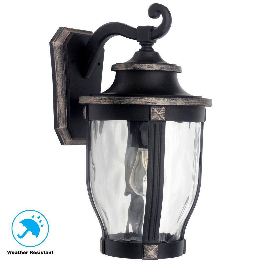Home Decorators McCarthy 18.5 in. 1-Light Bronze Outdoor Wall Lantern Sconce
