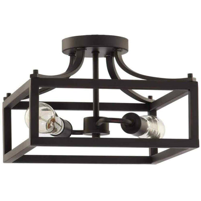 Hampton Bay Boswell Quarter 12-1/2 in. 2-Light Semi-Flush Mount Ceiling Light