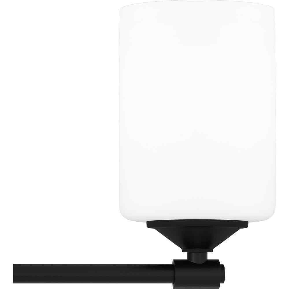 Hampton Bay Darlington Matte Black Vanity Light w/ Frosted Opal Glass Shades