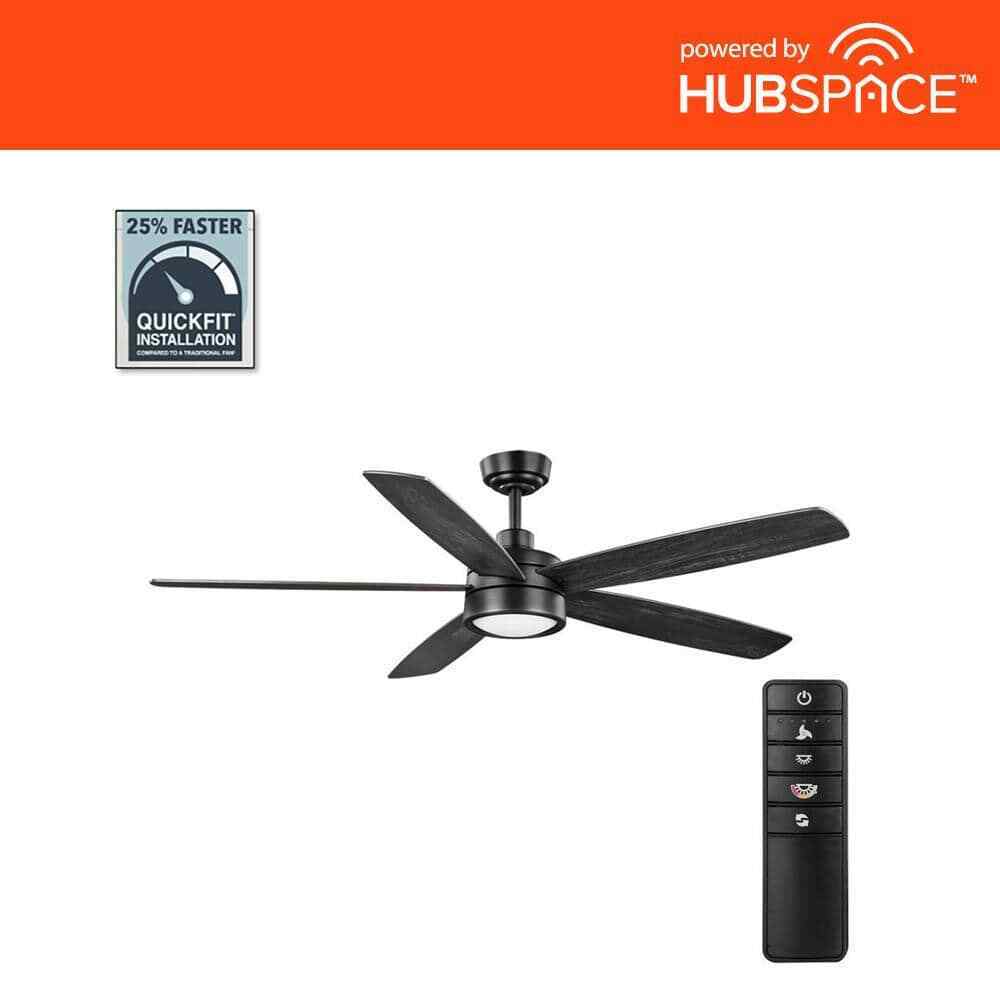 Home Decorators Driskol 60 in. LED Matte Black Smart Ceiling Fan w/ Remote
