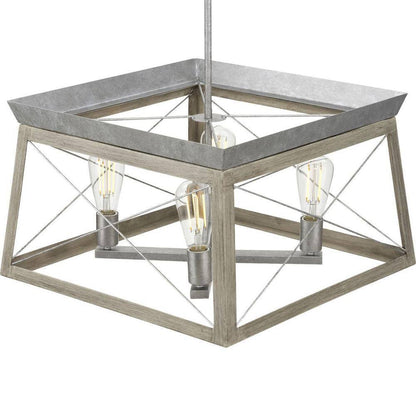 Progress Lighting Briarwood 4-Light Bleached Oak Farmhouse Chandelier Light