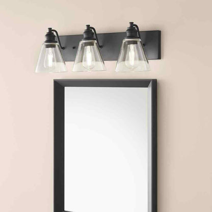 Hampton Bay Manor 24 in. 3-Light Matte Black Industrial Bathroom Vanity Light