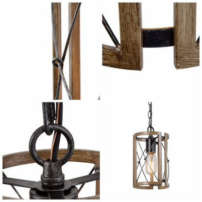 LNC Gina 1-Light Modern Farmhouse Gray Drum Cage Island Bar Mini Pendant