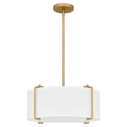 Home Decorators Brookley 4-Light Brushed Gold Pendant w/ White Fabric Shade