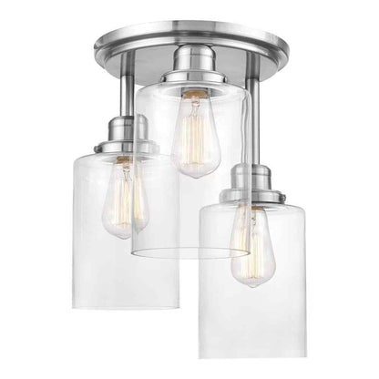 Globe Electric Annecy 3-Light Brushed Steel Semi-Flush Mount Ceiling Light