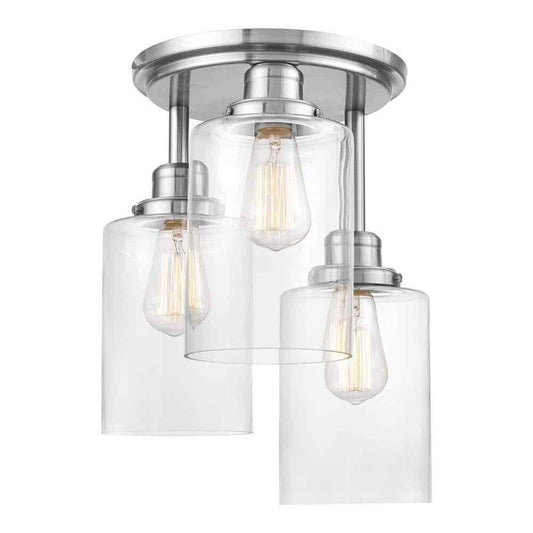 Globe Electric Annecy 3-Light Brushed Steel Semi-Flush Mount Ceiling Light
