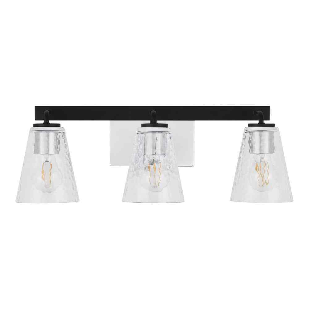 Home Decorators Westbrook 3-Light Matte Black Modern Bathroom Vanity Light