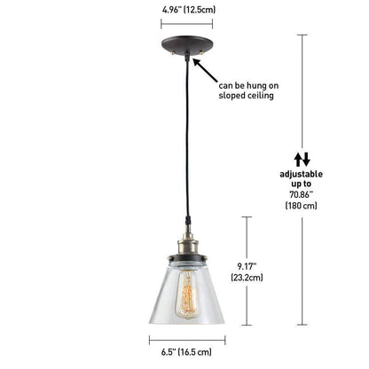 Globe Electric Jackson 1-Light Antique Brass + Bronze Pendant With Fabric Cord