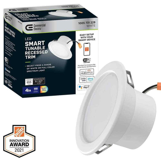 Commercial Electric 4 in. Smart Hubspace LED Recessed Light Trim